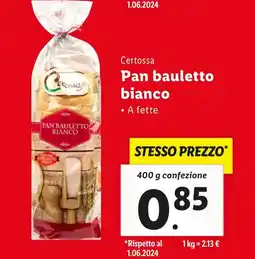 Lidl Certossa Pan bauletto bianco offerta