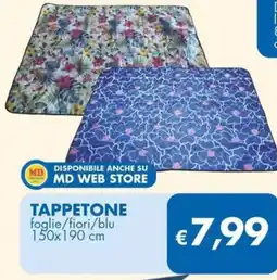 MD Discount Tappetone foglie/fiori/blu offerta