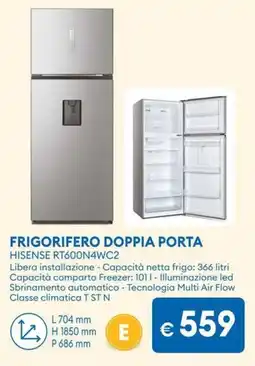 MD Discount Frigorifero doppia porta HISENSE RT600N4WC2 offerta