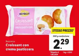 Lidl Nastrecce croissant con crema pasticcera offerta