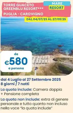 MD Discount Torre guaceto greenblu resort mare resort offerta
