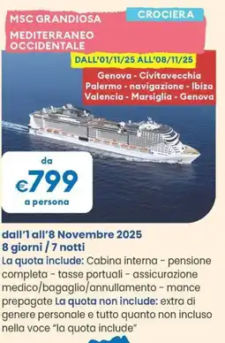 MD Discount Msc grandiosa mediterraneo occidentale offerta