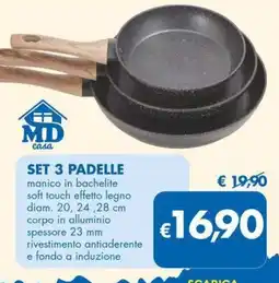 MD Discount SET 3 PADELLE MD casa offerta