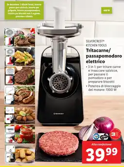 Lidl Silvercrest® kitchen tools tritacarne/ passapomodoro elettrico offerta