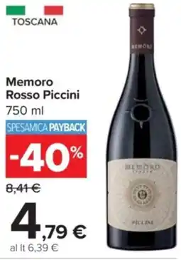 Carrefour Memoro Rosso Piccini offerta