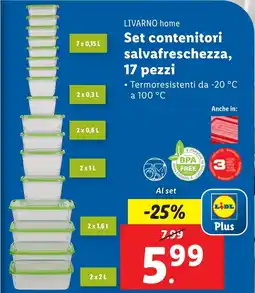 Lidl LIVARNO home Set contenitori salvafreschezza, 17 pezzi offerta