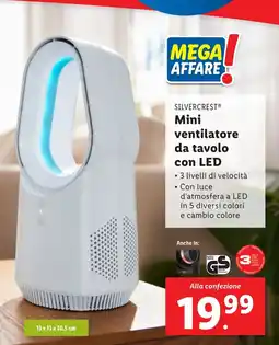 SILVERCRESTⓇ Mini ventilatore da tavolo con LED
