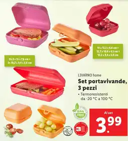 Lidl Livarno home set portavivande, 3 pezzi offerta