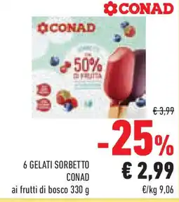 Conad Superstore 6 gelati sorbetto CONAD offerta