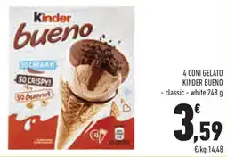 Conad Superstore 4 coni gelato KINDER BUENO offerta