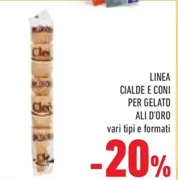 Conad Superstore Linea cialde e coni per gelato ALI D'ORO vari tipi offerta