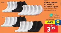 Lidl Calzini sportivi da donna o da uomo, 5 paia CRIVIT offerta