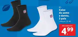 Lidl Calze da uomo e donna, 2 paia NFL offerta