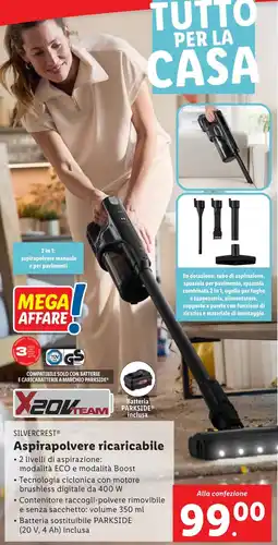 Lidl Aspirapolvere ricaricabile SILVERCREST offerta