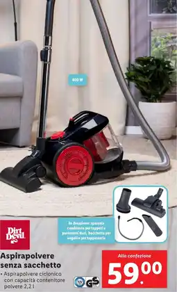 Lidl Aspirapolvere senza sacchetto Dirt Devil offerta