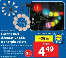 Lidl Catena luci decorative LED a energia solare offerta