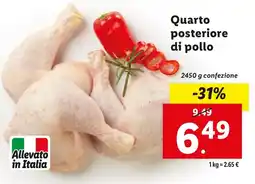Lidl Allevato in Italia Quarto posteriore di pollo offerta