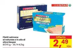Eurospar Filetti salmone al naturale o in olio di oliva Despar offerta