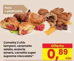 Eurospar Cornetto 3 chic lamponi, caramello salato, arancia amara, cornetto super supreme cioccolato offerta