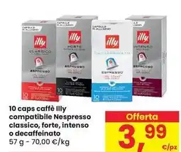 Eurospar 10 caps caffè Illy compatibile Nespresso classico, forte, intenso o decaffeinato offerta