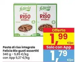 Eurospar Pasta di riso integrale Felicia Bio gusti assortiti offerta