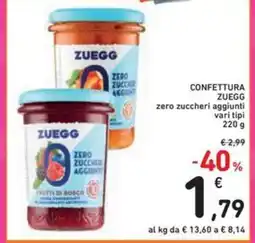 Spazio Conad Confettura ZUEGG zero zuccheri aggiunti offerta