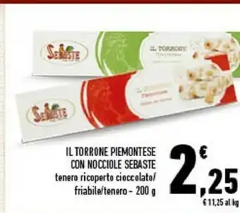 Conad Il torrone piemontese con nocciole tenero ricoperto cioccolato offerta