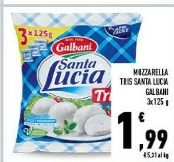 Conad Santa lucia tris mozzarella 375 g(ml) offerta