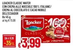 Galassia Loacker classic wafer con crema alle nocciole 100% italiane/ crema al cioccolato e cacao nobile dell'ecuador offerta