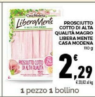 Conad Teneroni prosciutto cotto di alta qualità 110 g(ml) offerta