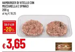 Galassia Hamburger di vitello con mozzarella e spinaci offerta