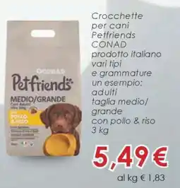 Conad Crocchette per cani Petfriends offerta