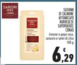 Conad SASHIMI DI SALMONE AFFUMICATO NORVEGESE SAPORI&IDEE CONAD offerta