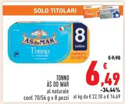 Conad TONNO ÀS DO MAR al naturale offerta