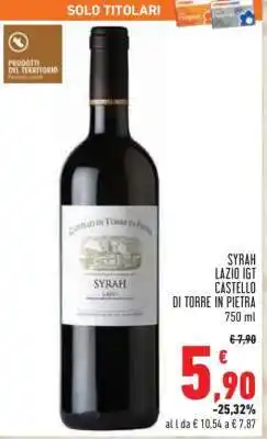 Conad SYRAH LAZIO IGT CASTELLO DI TORRE IN PIETRA 750 ml offerta