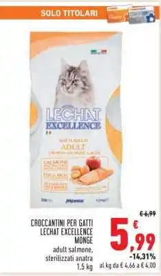 Conad Croccantini per gatti Lechat Excellence Monge offerta