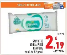 Conad SALVIETTE ACQUA PURA PAMPERS offerta