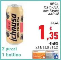 Conad Birra Ichnusa non filtrata offerta