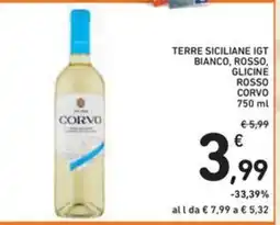 Spazio Conad Terre siciliane igt bianco, rosso, glicine rosso corvo offerta