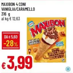 Galassia Maxibon 4 coni vaniglia/caramello offerta