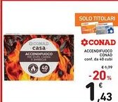 Spazio Conad Accendifuoco CONAD conf. da 40 cubi offerta