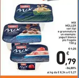 Spazio Conad Mix Müller vari tipi e grammature un esempio: yogurt bianco più fragole offerta