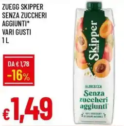 Galassia Zuegg skipper senza zuccheri aggiunti vari gusti offerta