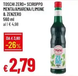 Galassia Toschi zero+ sciroppo menta/amarena/limone & zenzero offerta