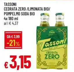 Galassia Tassoni cedrata zero /limonata bio/ pompelmo soda bio offerta