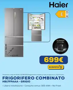 Euronics Haier FRIGORIFERO COMBINATO HB17FPAAA - GRIGIO offerta