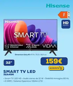Euronics Hisense SMART TV LED 32A49N offerta
