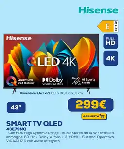 Euronics Hisense SMART TV QLED 43E79NQ offerta