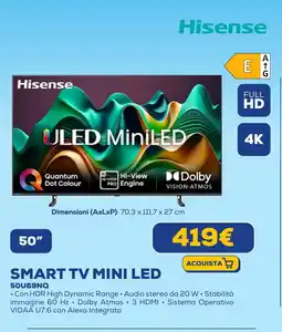 Euronics Hisense SMART TV MINI LED 50U69NQ offerta
