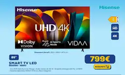 Euronics Hisense SMART TV LED 85A69N-NERO offerta